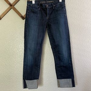 Citizens of Humanity cropped/cuffed dark denim jeans